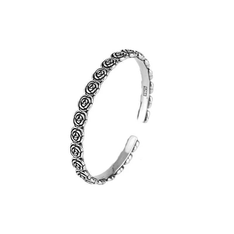 New Arrival Rose Female Temperament 925 Sterling Silver Bracelets Creative Flower Personality Opening Bangles TYB161X240925