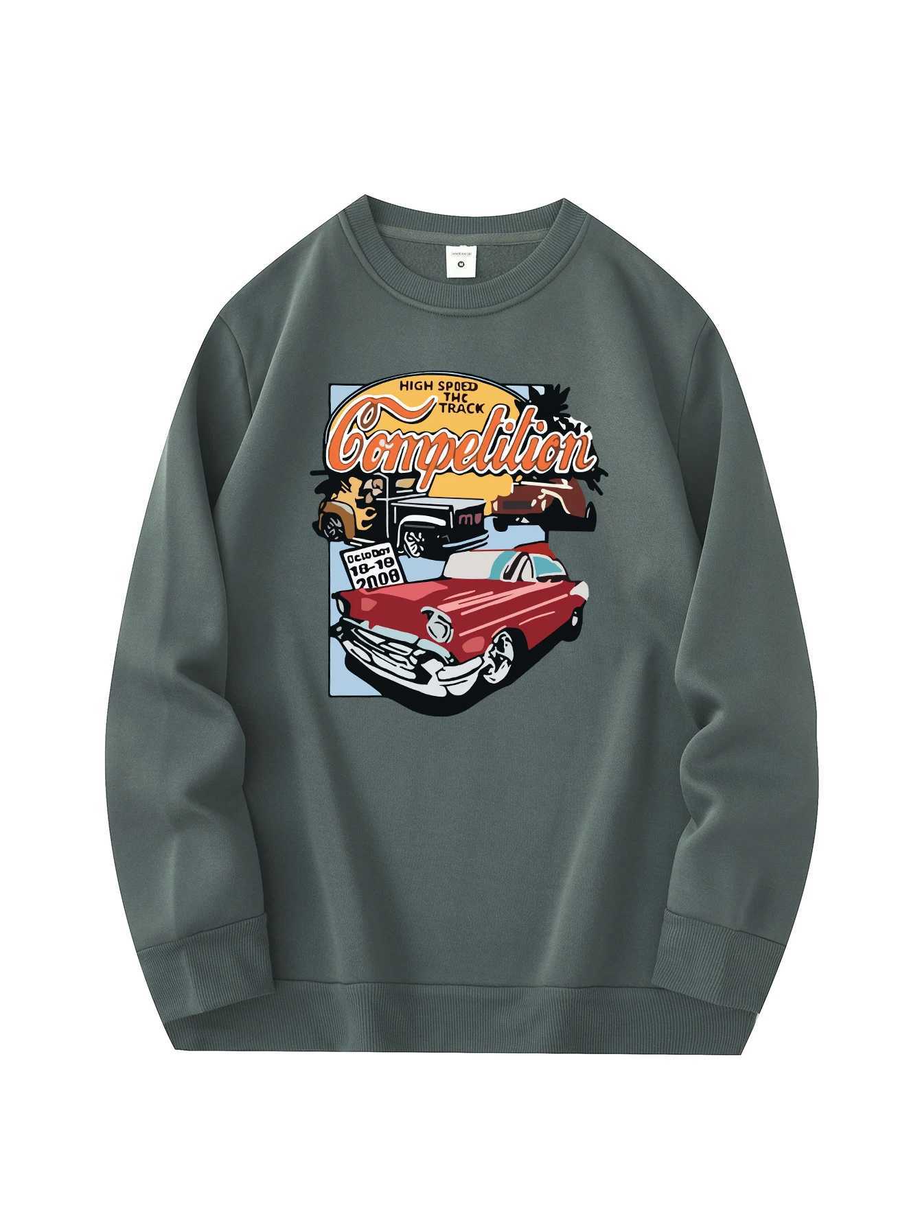 Mens new fashionable round neck sweater casual and daily comfortable round neck sweatshirt car print mens jacketX240925