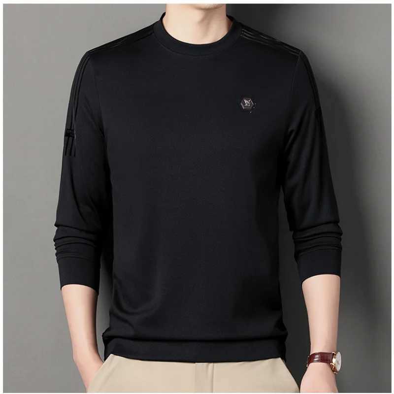 Mens Clothing Temperament Commuting 2023 Autumn and Winter New Fashion Versatile Round Neck Long Sleeve Solid Color PulloverX240925