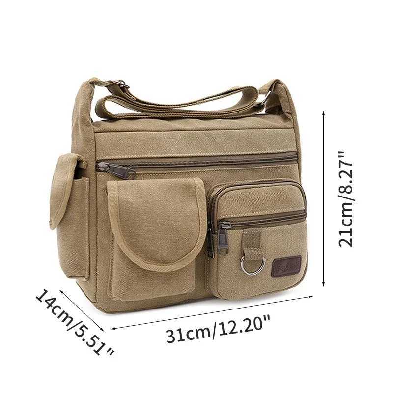 New Canvas Messenger Bag for Men Vintage Water Resistant Waxed Crossbody Bags Briefcase Padded Shoulder Bag for Male Handbag Z240924