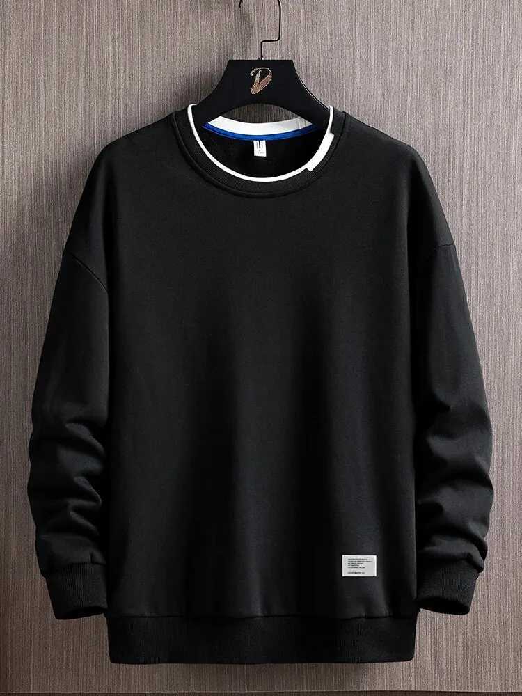 Mens Autumn and Winter Fashionable Solid Color Bottomed Round Neck SweaterX240925