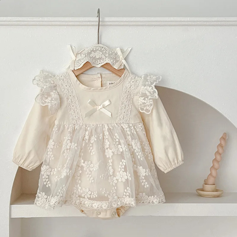 2014 SpringSummer Girl One Piece Onesie Korean style Small Lace Long Sleeve jumpsuit 240925