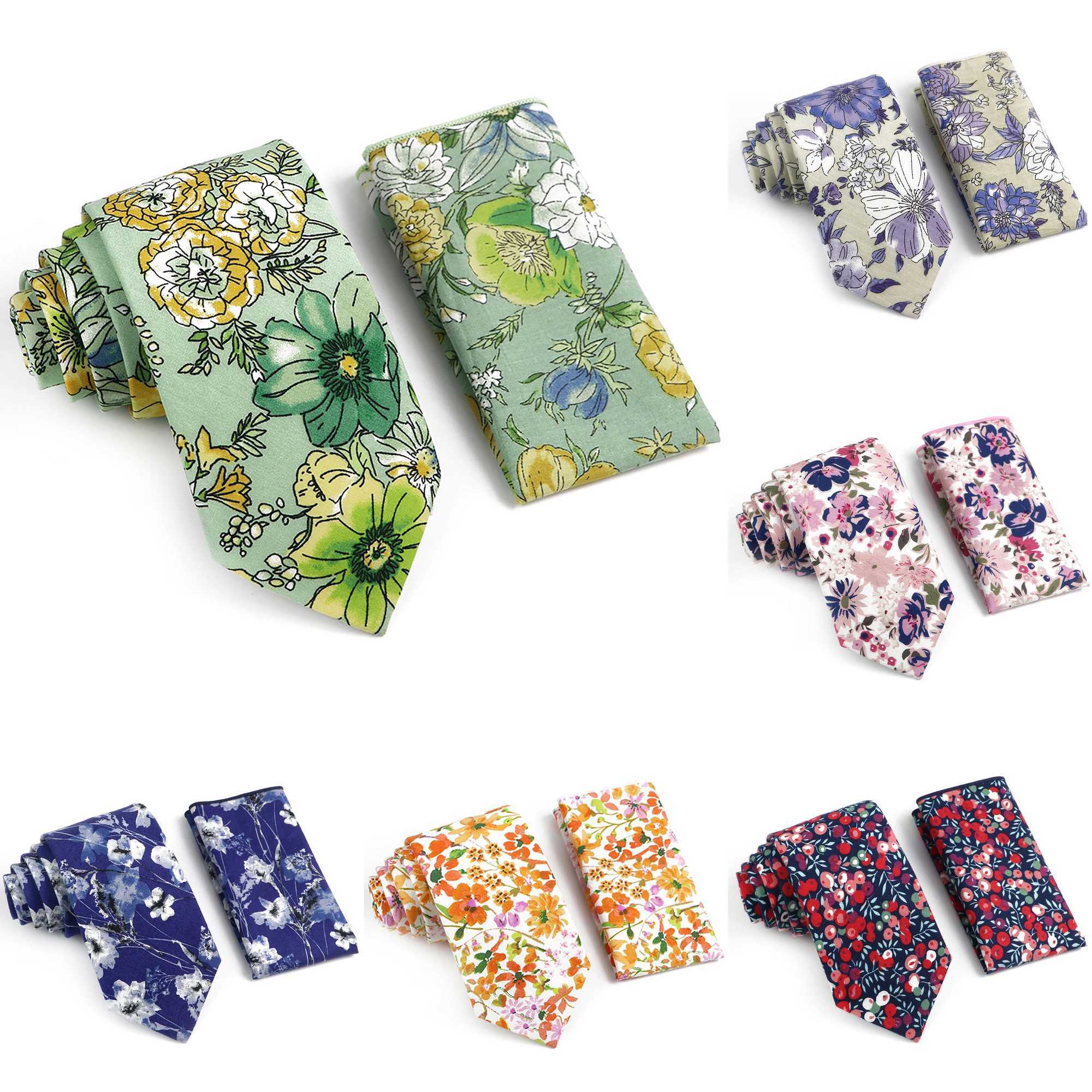 New color cotton mens casual tie set suitable for wedding parties green blue collar pocket square Rantic Gravata accessories Y240925