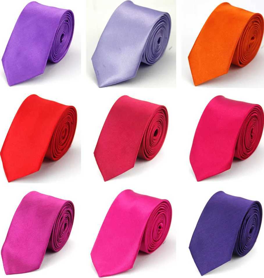 Mens narrow neck tie 5cm 2-inch ultra-thin wedding black and white red brown purple mens ten neck tie Y240925