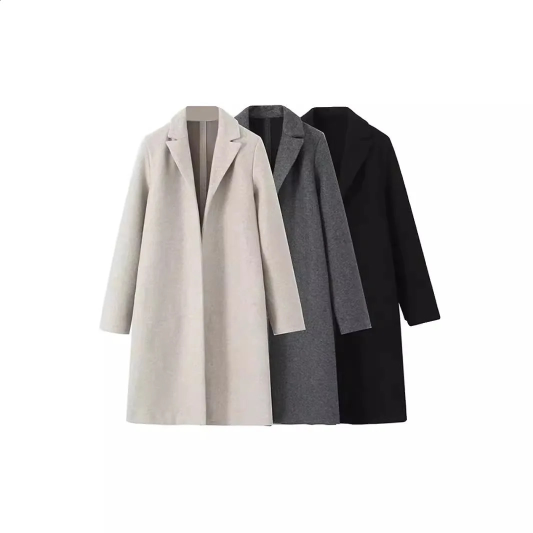 2024 womens dress European and American style fashion casual temperament simple coat wool 240921