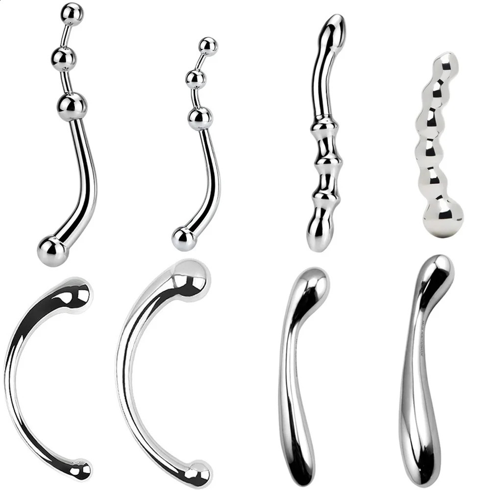 Stainless Steel Double Large Butt Plug Fake Dildo G Spot Metal Anal Beads Plug P-spot Prostate Massager Stick Vaginal Sex Toy 240914