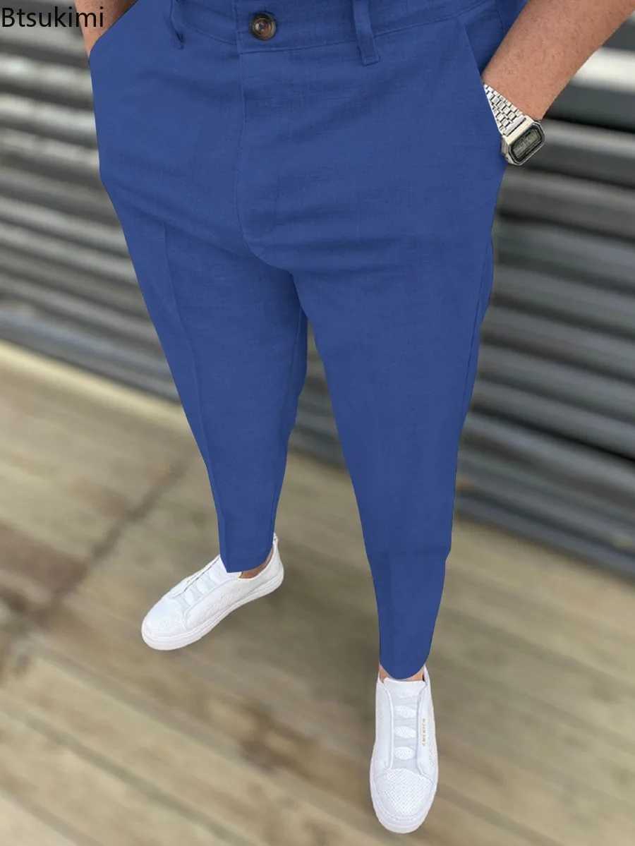 Hot Sale New Mens Casual Pants Fashion Solid Mid Waist Pencile Pants Business Office Social Trousers Male Slim Daily Wear Pants M240924