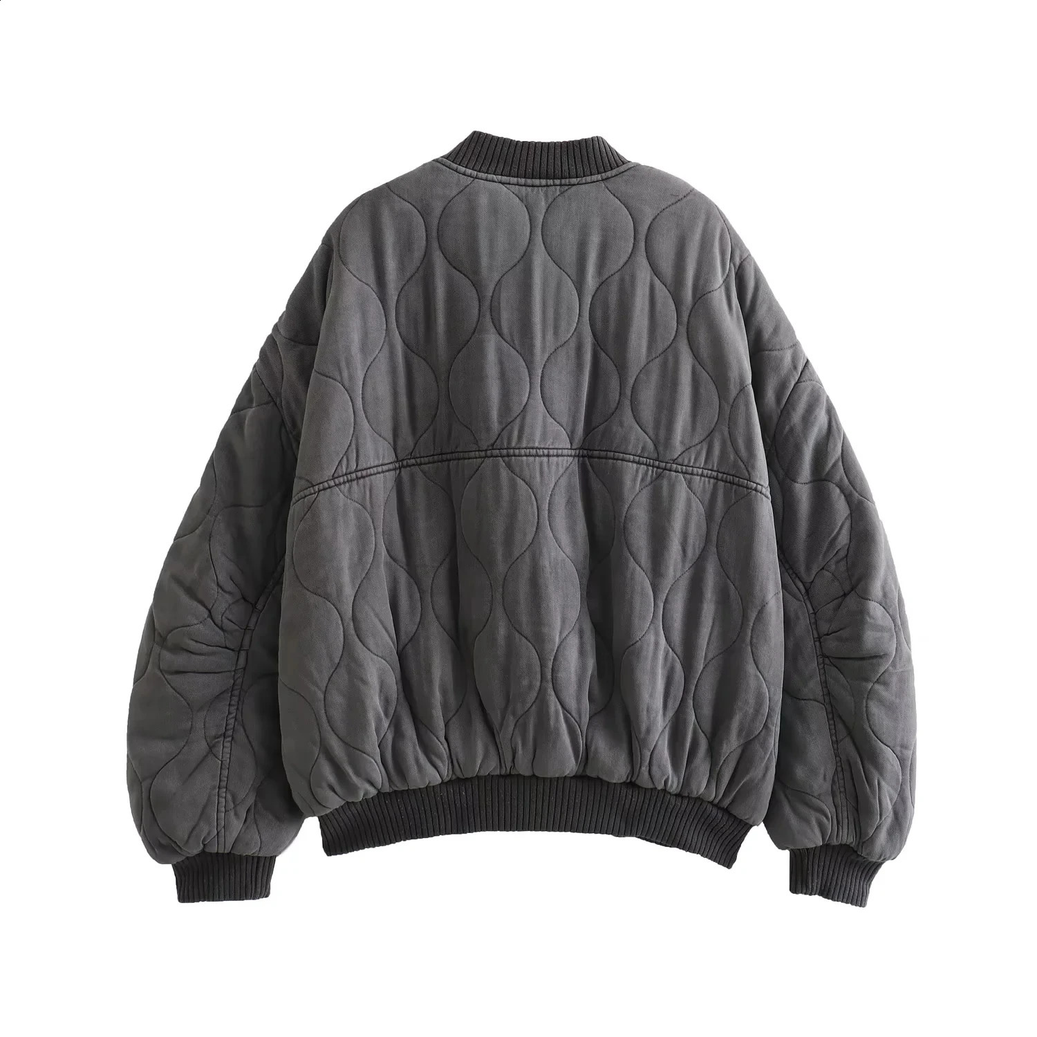 Grey Oversize Womens Jacket Bomber Loose Winter 2024 Parkas Padding Coat Quilted Green Fashion Vintage Stylish Casual Chic Y2k 240924