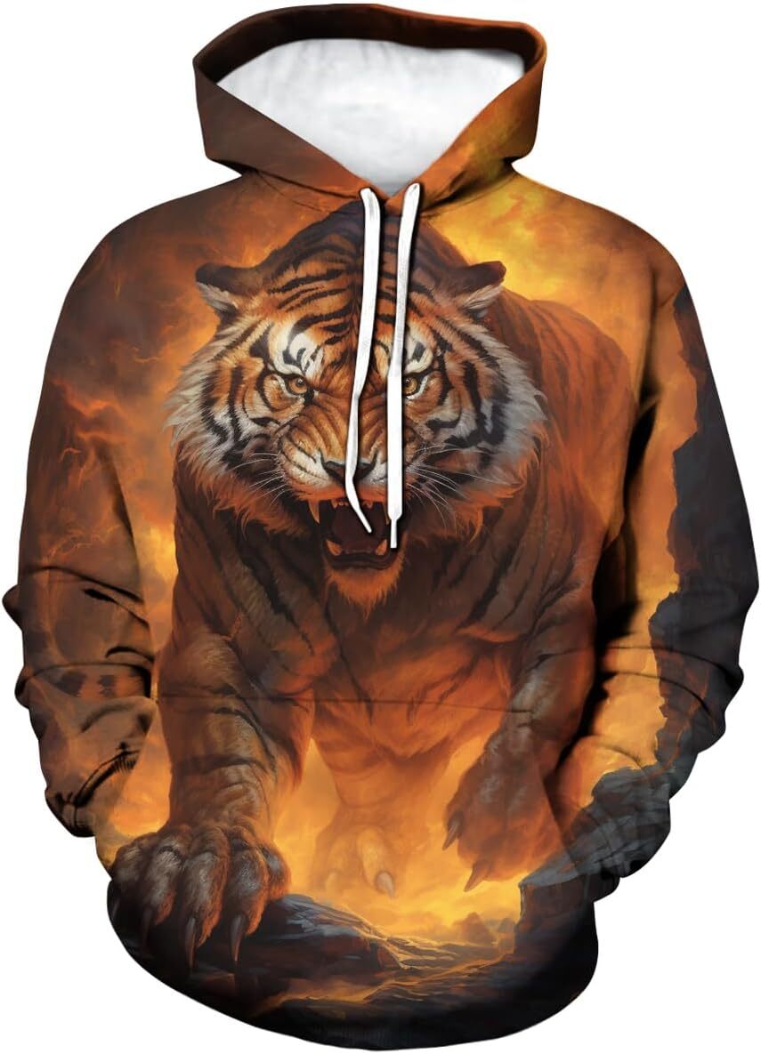 Hoodie for Mens Womens Mens 3D Hoodie Pullover Printed Tiger Pattern Fashion Sweatshirt Sportswear Graphic Hoodies sweatshirt Pullover Long Sleeve