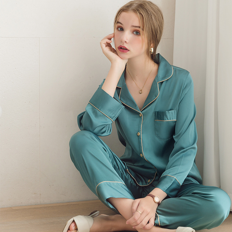 Ice Silk Couple Pamas Men Women Summer Long Short Sleeve Cardigan Lapel Suit Thin SatinPlus Size Home Cloth Nightwear Male