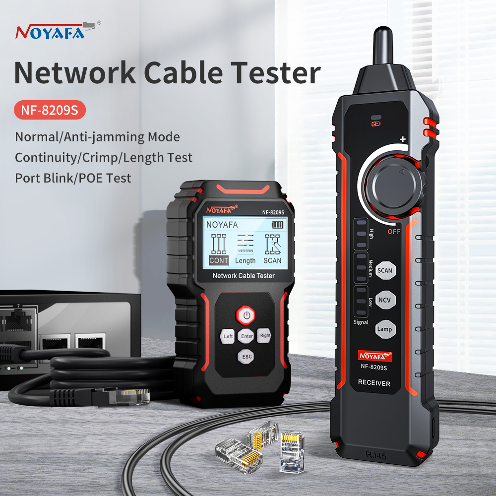 noyafa New NF-8209S LCD Network Cable Tester Wire Tracker PoECurrent Length cabl RJ45 Cable Tracker multifunctional tester Tool