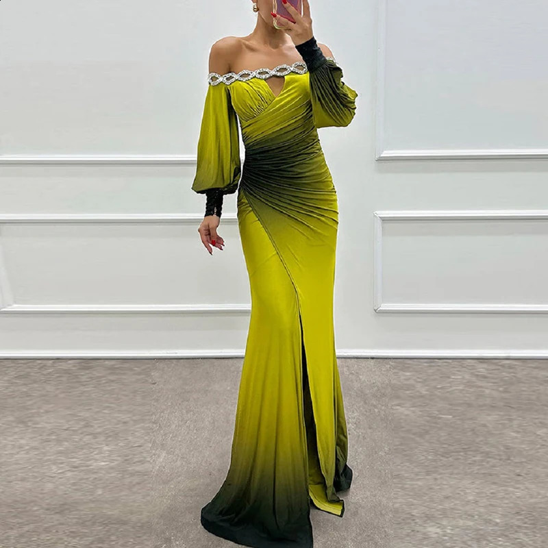 Bodycon Prom Dress: Chic Tie-Dyed Asymmetric Evening Dress with Elegant Beading, One-Shoulder Party Gown C260312