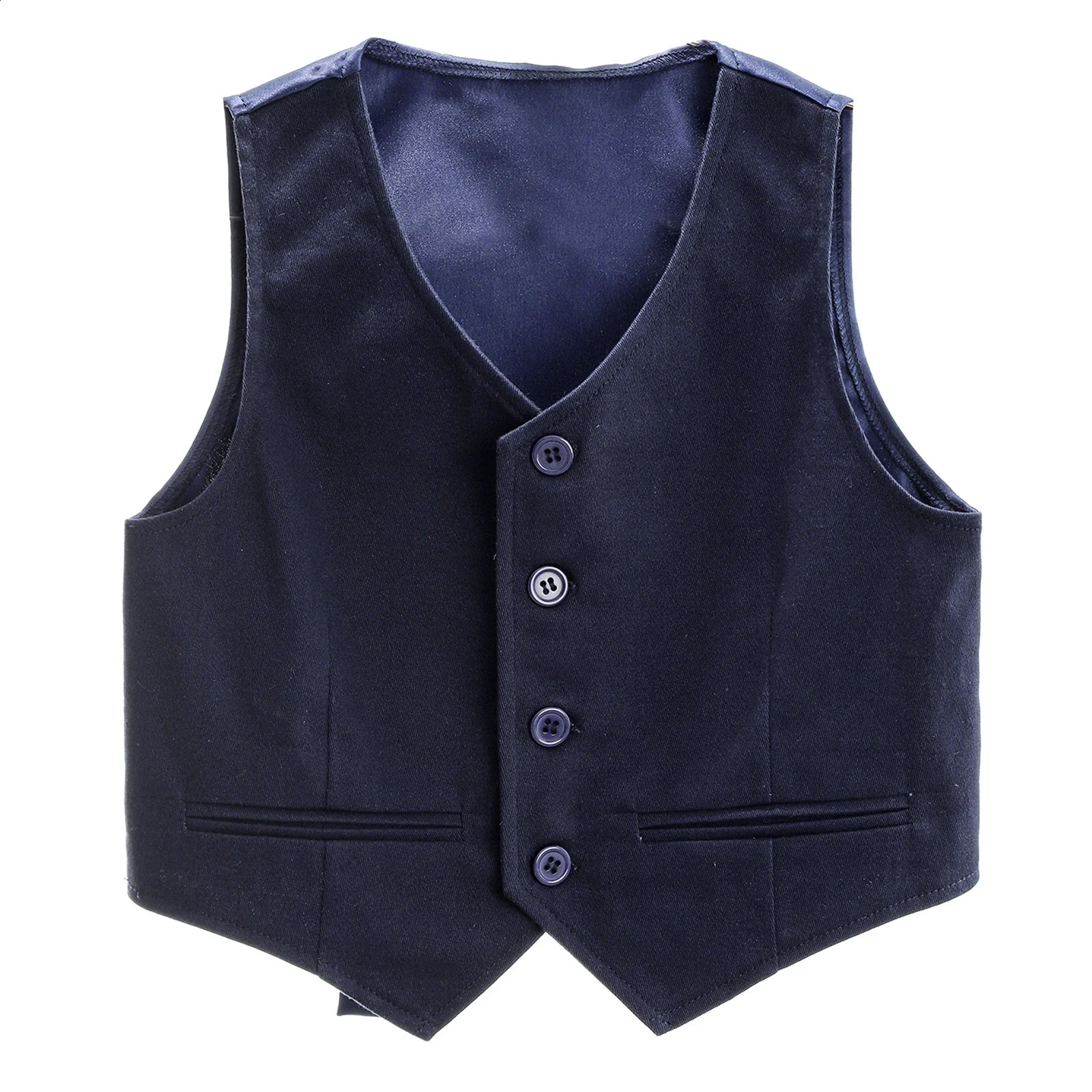Kids Boys Formal Vest Gentlemen Party Wear Classics Solid Color V-neck Back Strap Pointed Waistcoat Stage Performance 240921
