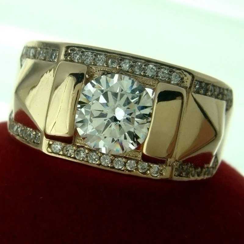 1 piece of luxury womens ring with metal carving gold inlay zircon couple ring bride engagement wedding jewelry W240925