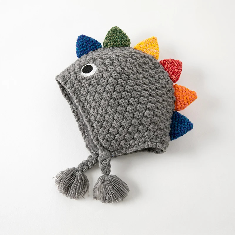 Dave Bella Baby Winter Hat Cute Boys and Girls Warm Dinosaur Knitted Childrens Earrings Toddler DB4224506 240925