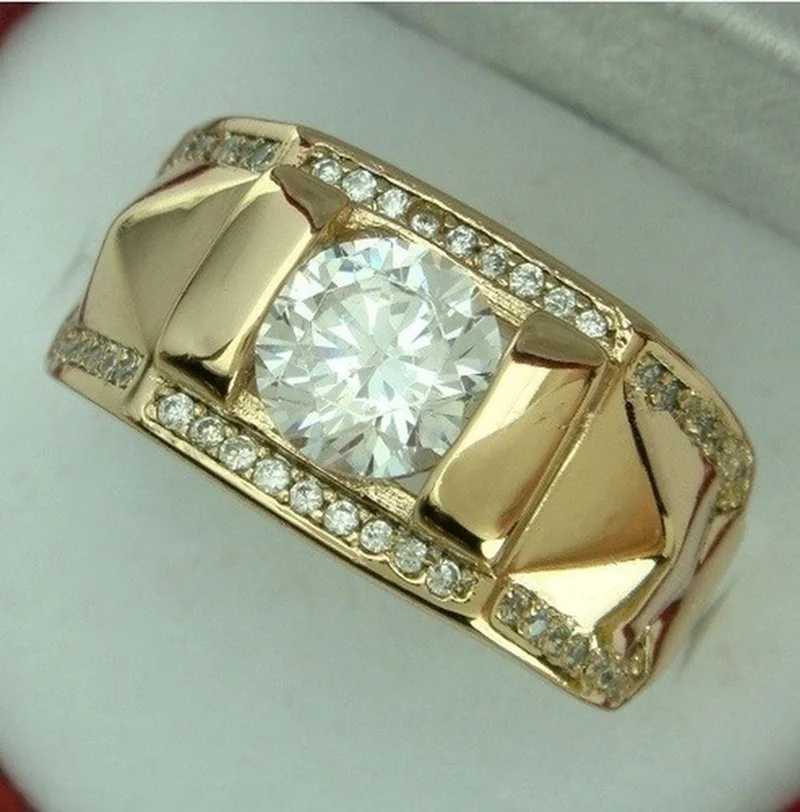 1 piece of luxury womens ring with metal carving gold inlay zircon couple ring bride engagement wedding jewelry W240925