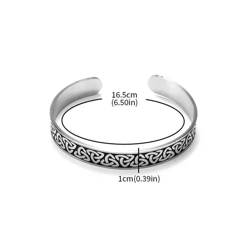Vintage Nordic Celtic Triangle Knot Open Adjustable Bracelet for Men Irish Lucky Amulet JewelryX240925