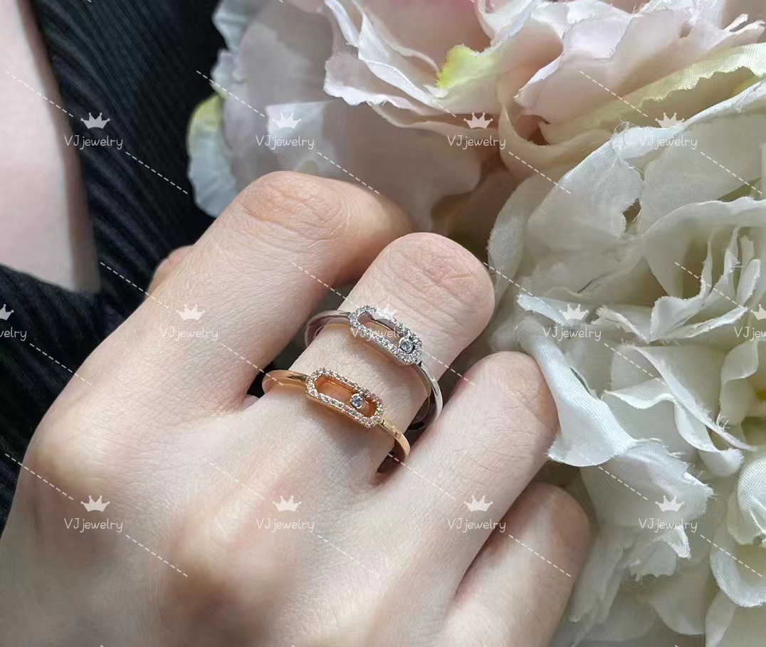 Designer Fashion cluster Rings with diamond MS MESSNIA Design Gold Diamond Moving Ring Hollow Round Charm Ring For Women Men Jewelry Wedding Part