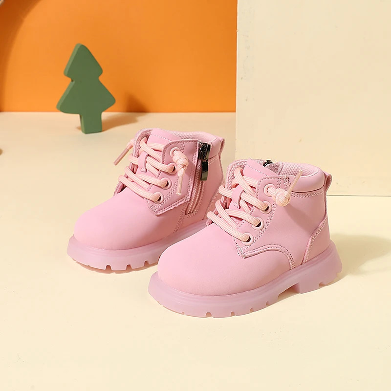 autumn childrens leather boots ankle for young children and boys soft sole anti slip fashionable little girls EU 1525 240925