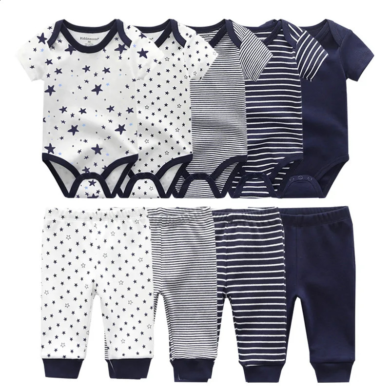 Unisex 6910 cotton bodysuitspants born baby girl clothing printed boy set short sleeved Beibei 240925