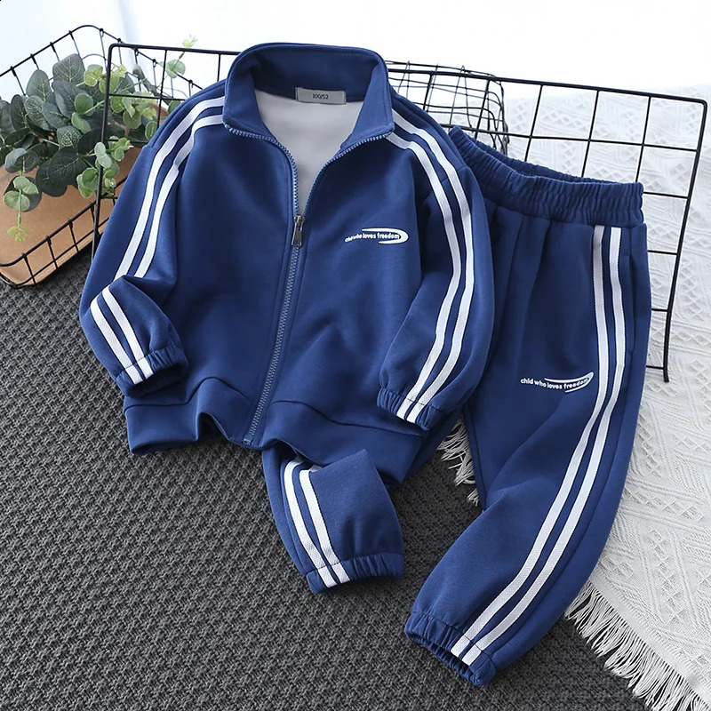 Spring Striped Boys workout sweatshirtsweatpants set Kids Tracksuit Children Jumper Pants Jogger set 2-13 years 240924