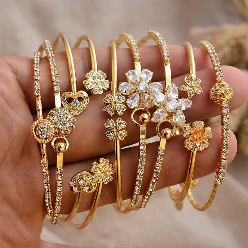 Dubai Gold Color Bangles For Women Men Copper Bracelets Can Open Girly BraceletX240925
