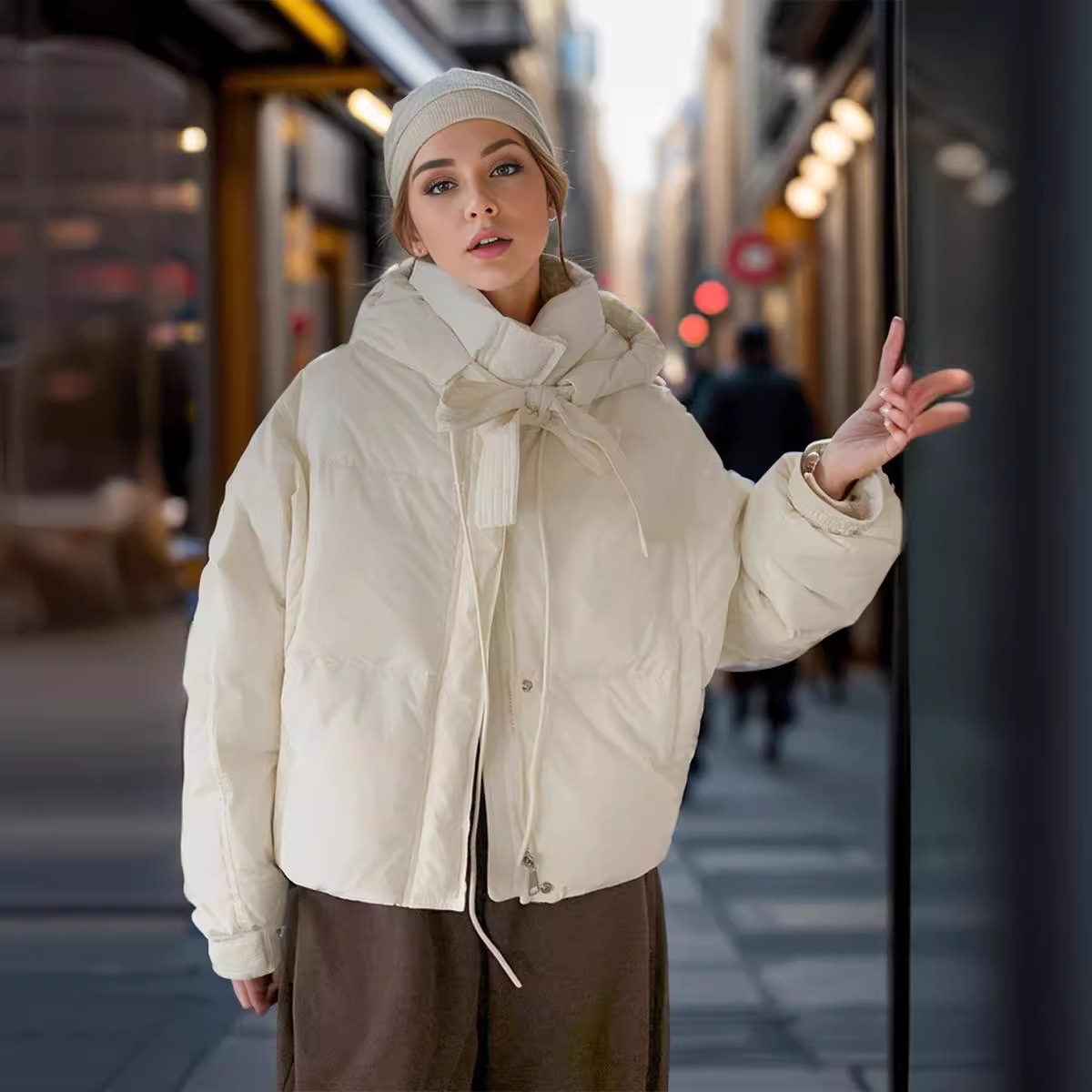 Puffer Jacket Korean Version Autumn and Winter Korean Version Down Cotton Jacket Womens Short Style Hooded Thick Fashion Small Cotton Jacket