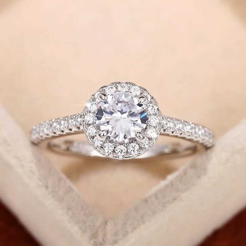Huitan Simple Classic Womens Wedding Eternal Ring White/Blue/Red Cubic Zirconia Temperature Womens Ring Trend Jewelry W240925
