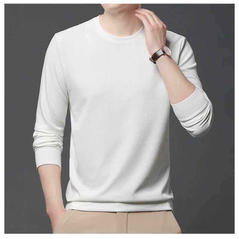 Mens Clothing Simplicity Commuting 2023 Autumn and Winter New Round Neck Long Sleeve Solid Color Versatile Fashion PulloverX240925