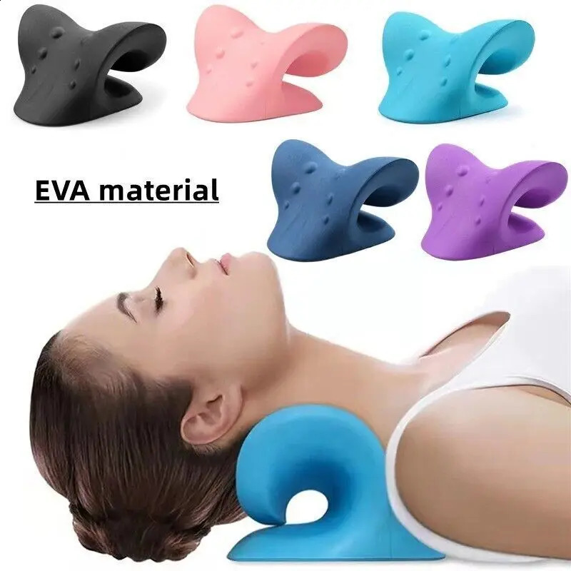 Neck and Shoulder Relaxer Corrector Vertebra Massager Cloud Pillow Cervical Stretcher Acupressure Point Relief Pain Traction 240919