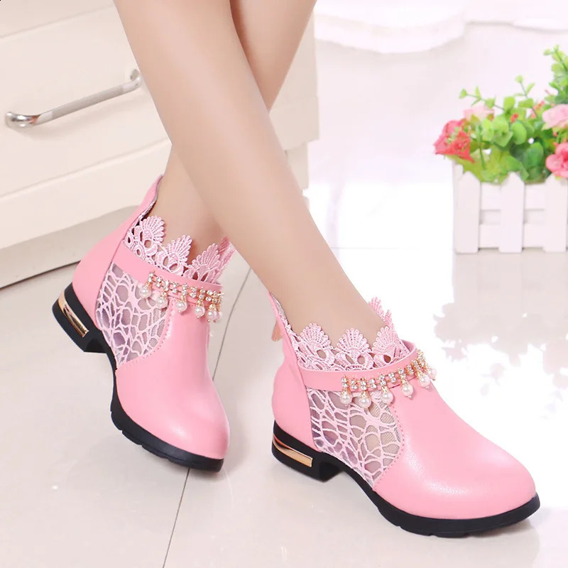 Zapatos Girl Leather Shoe Lace Princess Shoes Fashion Ankle Boot Mesh Performance Shoe Lolita Shoes Kid Shoes Mary Jane 240913