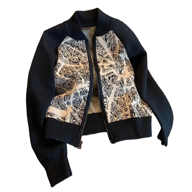 Splices Women's Sweater cardigan Korean Loose Zipper sweater jacket female Autumn Outwears knitwear women's coat knitwears top