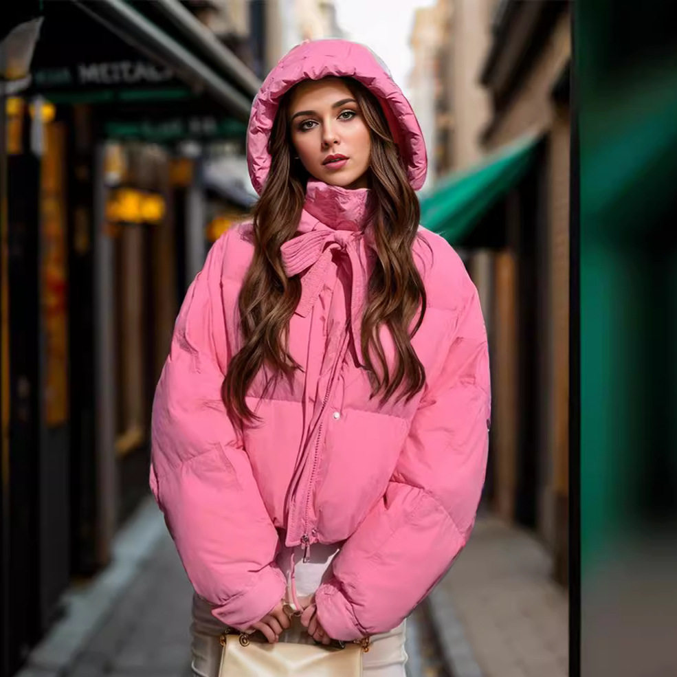 Puffer Jacket Korean Version Autumn and Winter Korean Version Down Cotton Jacket Womens Short Style Hooded Thick Fashion Small Cotton Jacket