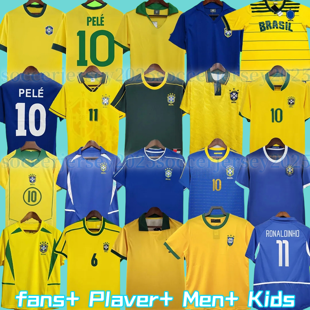 1970 1978 1988 retro Brasil PELE soccer jerseys 1994 1998 Carlos Romario Ronaldo Ronaldinho shirts 2002 2004 BraziLS 2006 RIVALDO ADRIANO KAKA 2006 VINI JR