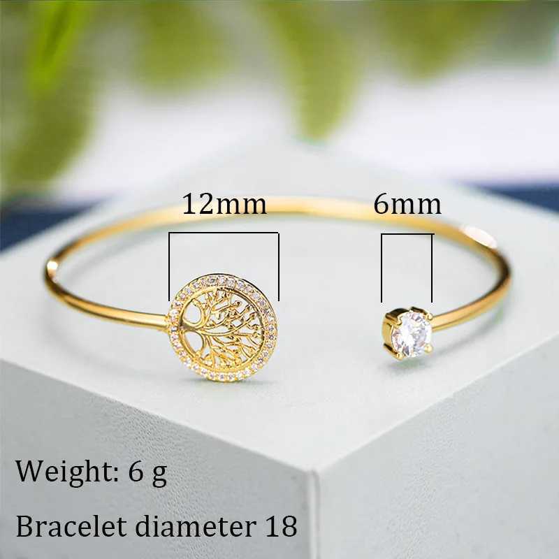 Womens Exquisite Fashion Tree Of Life Bracelet Simple Design Opening Adjustable Rhinestone Hand Jewelry Engagement Gift 2022X240925