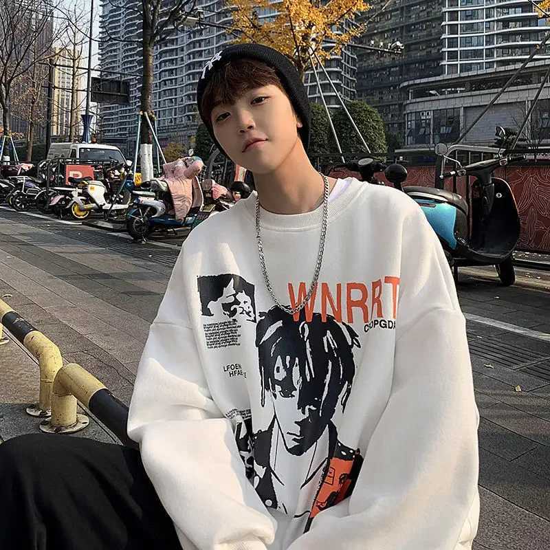 American sweatshirt mens winter loose and trendy Hong Kong style round neck trendy brand versatile youth Korean style jacketsX240925