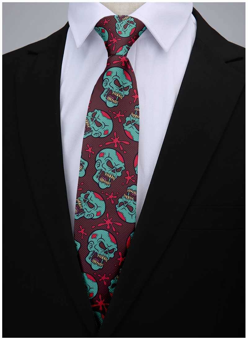 New SKL Rock Tie 3D Printed Fashionable Polter 8cm Classic Tie for Mens Daily Wedding Dress Y240925