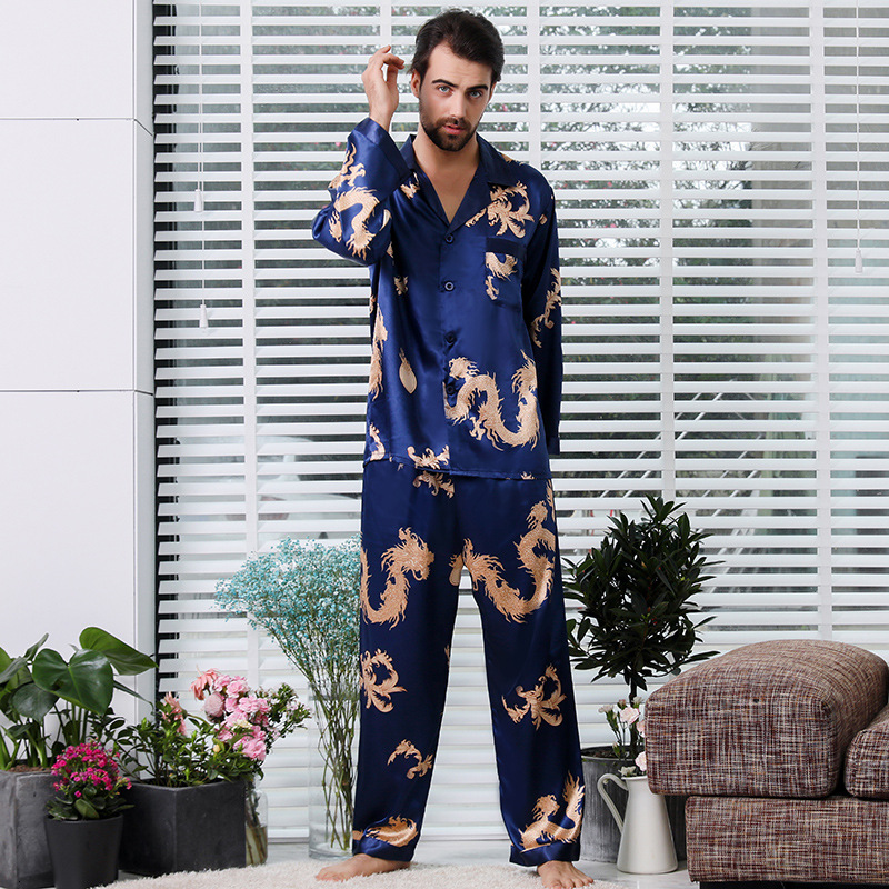 2024 New Couple Silk Satin Sleepwear Long Sleeve Sleepwear Pamas Set Men's and Women's Sleep 2PC Set Home Clothes