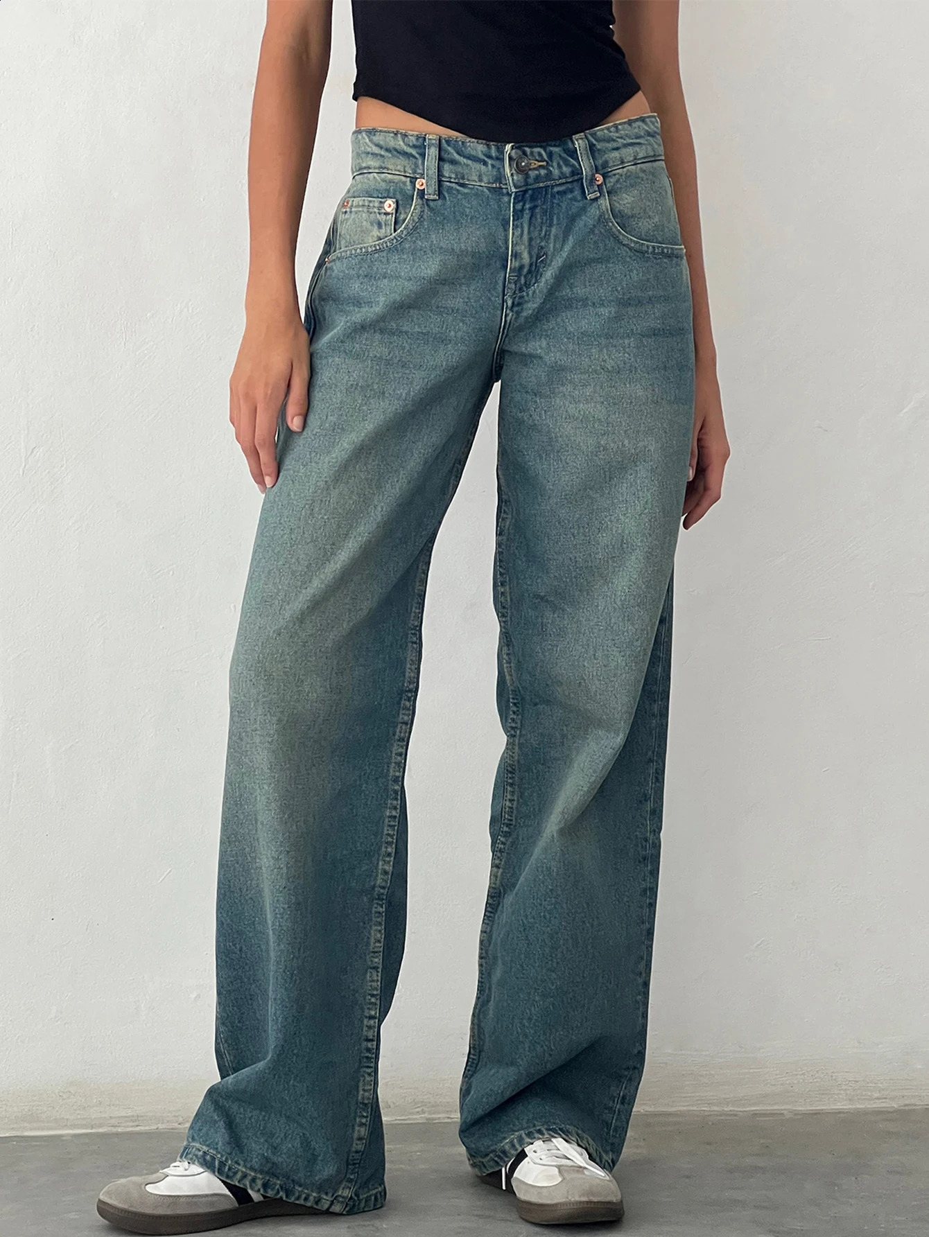 Womens Y2K Wide Leg Jeans Baggy High Waist Straight Leg Boyfriend Denim Pants Casual Vintage Loose Jeans Streetwear 240921