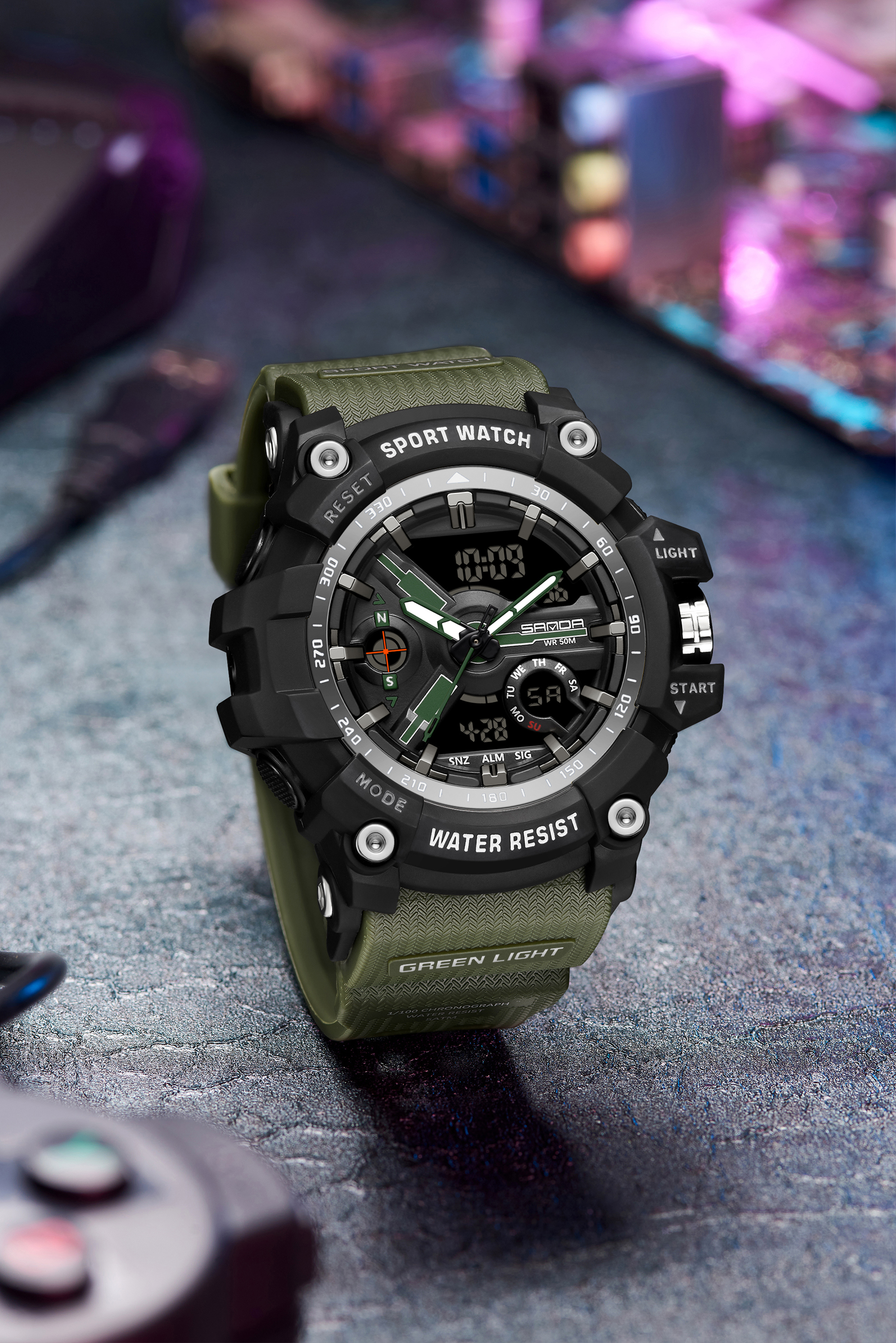 SANDA 3179 Digital Men's Military Watch 50M Waterproof Watch Dual Display Quartz Sports Watch Men's Night Light Relogio Masculino 59
