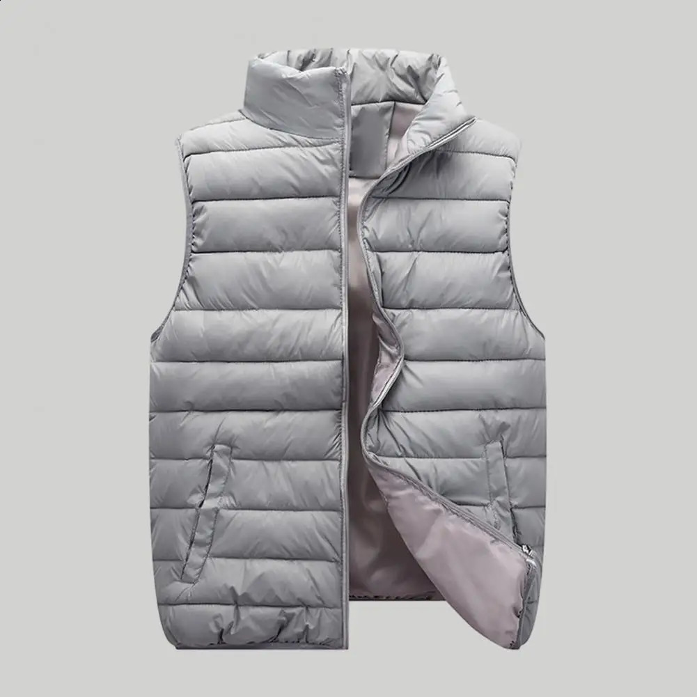 Winter mens duck down vest ultra light sleeveless inflatable fashionable jacket stand up windproof 240918