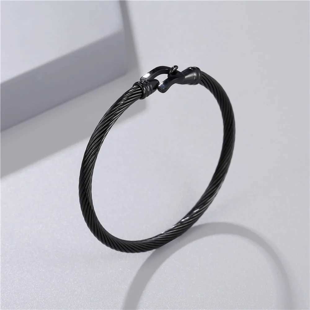 Simple Titanium Steel Men Bangles 6mm Gold Color Simple Stainless Steel Open Bracelet Fashion Jewelry Trendy Bracelet For WomenX240925