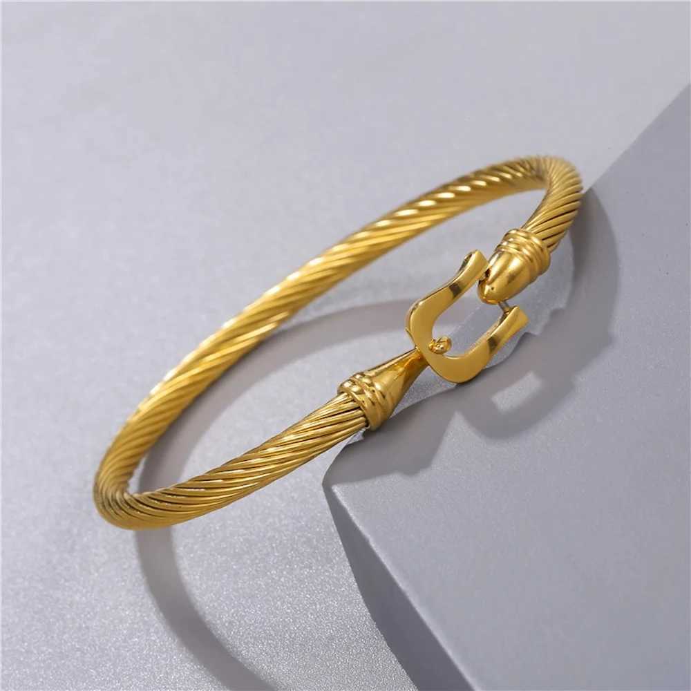 Simple Titanium Steel Men Bangles 6mm Gold Color Simple Stainless Steel Open Bracelet Fashion Jewelry Trendy Bracelet For WomenX240925