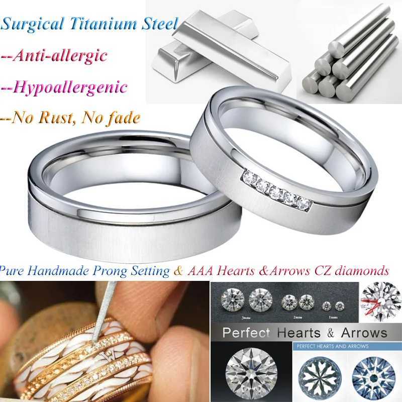 High quality and everlasting love wedding ring set suitable for men women silver white gold titanium 316L stainless steel jewelry couple rings W240925