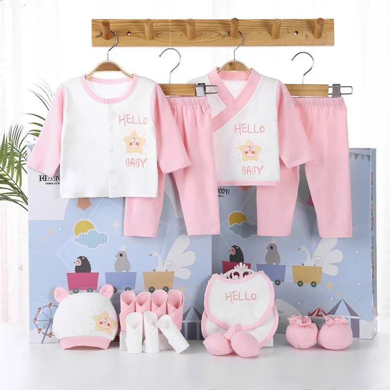Lawadka 18 piecesbatch born baby clothing girl boy set 100% pure cotton spring autumn soft hat bib 240925