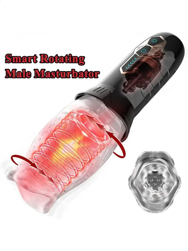 Tornado Masurbator 10 Vibration 5 Rotating Transparent Sleeve Oral Delayed Endurance Masturbation Cup Sex Toy 240914