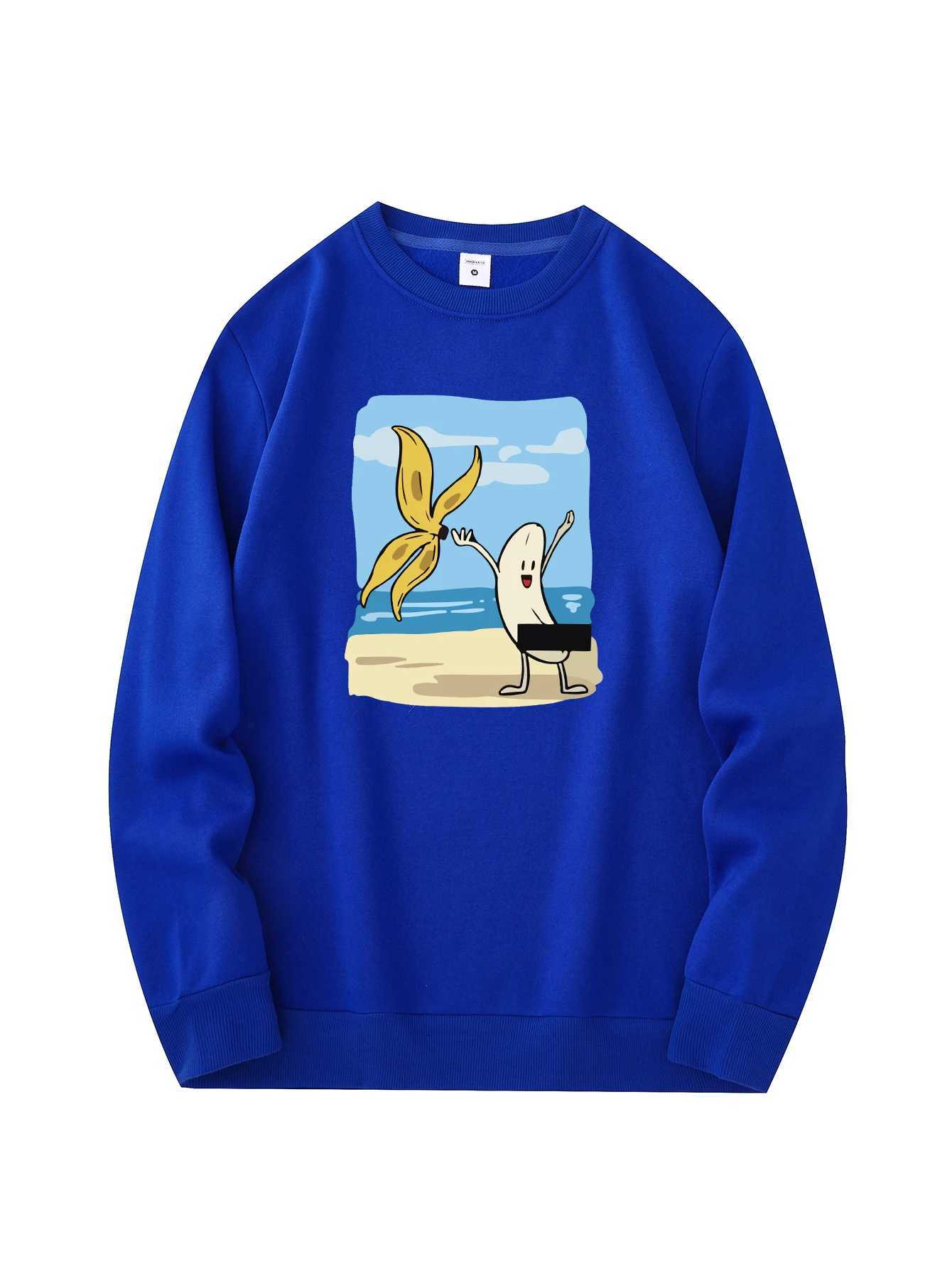 Mens new fashionable round neck sweater casual and daily comfortable round neck sweatshirt beach print mens blouseX240925