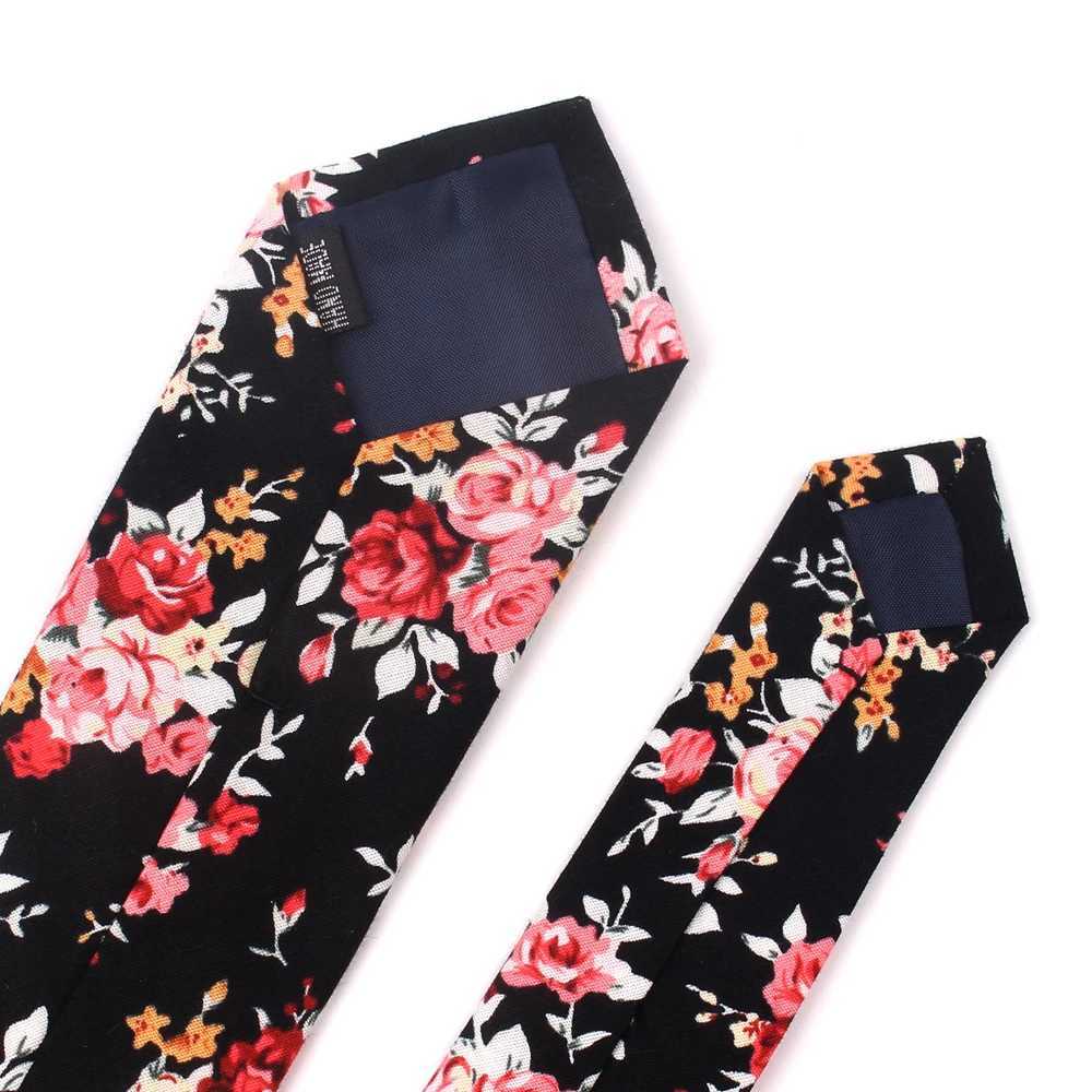New Casual Floral Cotton Ties And Pocket Square Sets Flower Print Skinny Necktie For Men Mens Neck Tie Cravat 6cm Slim Neckties X2504071
