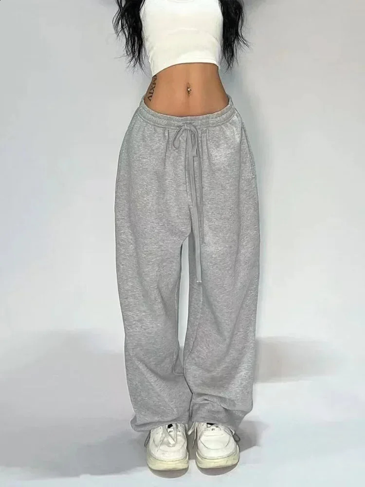 Deeptown Casual Gray Sweatpant Wide Leg Black Joggers Classic Baggy Streetwear Oversized Sports Female Trousers Allmatch 240924