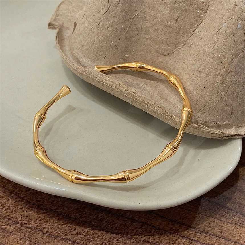 316L Stainless Steel Simplicity Bamboo Joint Open Thin Bangle Bracelet Ladies Fashion Trend High Jewelry Accessories Party GiftsX240925
